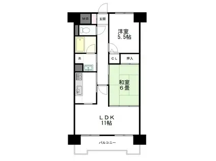 ウエストプラザ花京院(2LDK/4階)の間取り写真