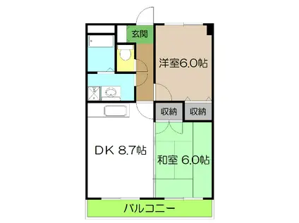 リーヴァかもべ(2DK/4階)の間取り写真