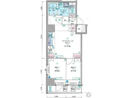 GENOVIA浅草IV SKYGARDEN(2LDK/7階)の間取り写真