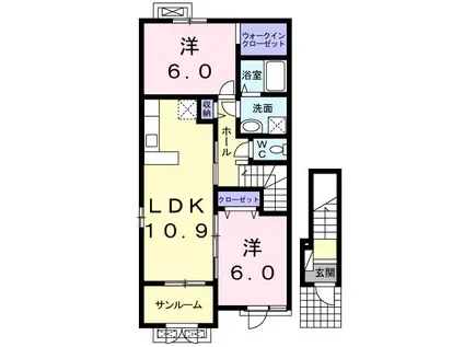 サニーレジデンスIII(2LDK/2階)の間取り写真