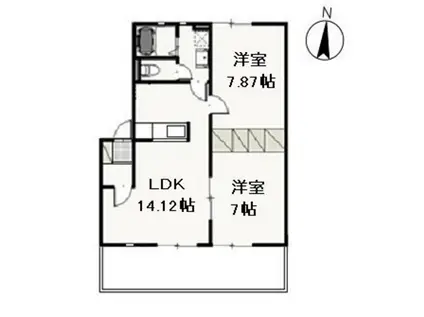 ヌーヴォー・シャンテ D(2LDK/2階)の間取り写真