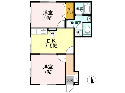 エコパラダイス宗像(2DK/1階)の間取り写真