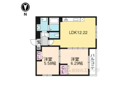 四条コート西洞院(2LDK/5階)の間取り写真