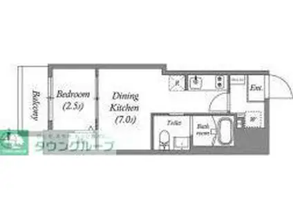 PRIMAL KINSHICHOII(1DK/4階)の間取り写真