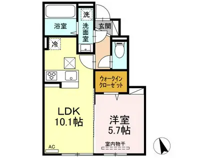 ガーデン平山(1LDK/1階)の間取り写真