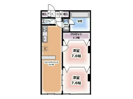 鹿島アネックスビル(2LDK/3階)の間取り写真