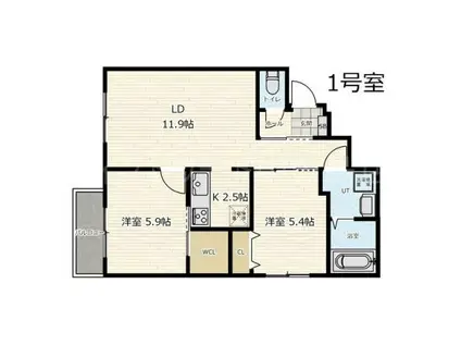 URBAN FLATS平岸II(2LDK/3階)の間取り写真