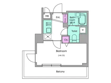 レジディア広尾II(1K/6階)の間取り写真