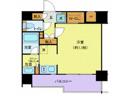 ジェノヴィア水天宮前スカイガーデン(ワンルーム/3階)の間取り写真