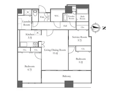 リバーシティ21 イーストタワーズII(2SLDK/34階)の間取り写真