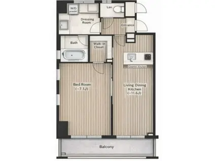 ルジャルダン横濱関内(1LDK/9階)の間取り写真