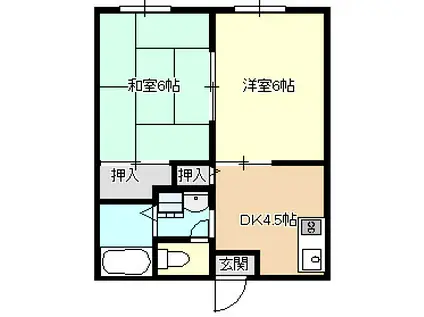 第百ハイツ(2DK/2階)の間取り写真