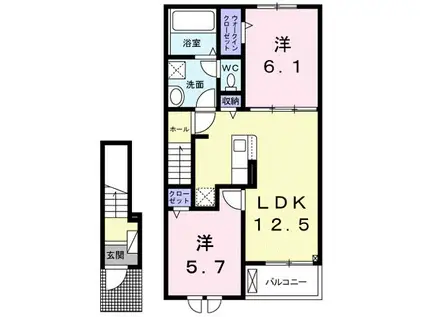 モマン ドゥ マノワール(2LDK/2階)の間取り写真