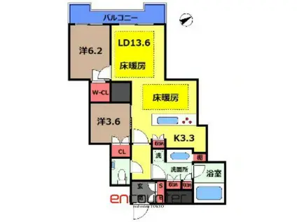 富久クロスコンフォートタワー(2LDK/34階)の間取り写真