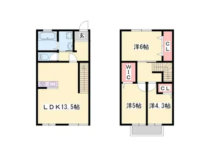 クリスタルハイツ仁豊野(3LDK/1階)の間取り写真