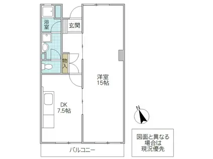 市毛マンション(1DK/1階)の間取り写真