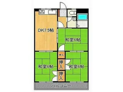 PLイースト曽根(3DK/2階)の間取り写真