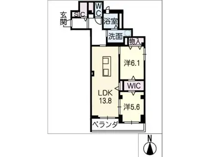 エクセルシオールナゴヤ(2LDK/4階)の間取り写真