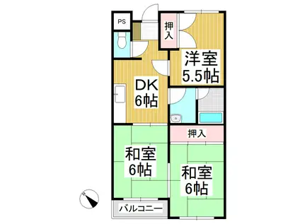 長瀬ロイヤルレジデンスA棟(3DK/4階)の間取り写真