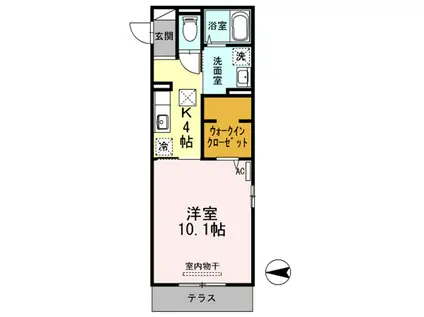 サウス・フォリア(1K/1階)の間取り写真