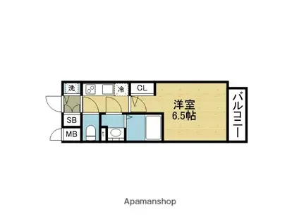 エスリード ザ・イーストレジデンス大阪城(1K/12階)の間取り写真