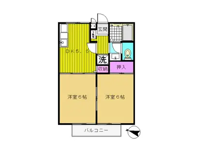 エスポワールE(2DK/2階)の間取り写真