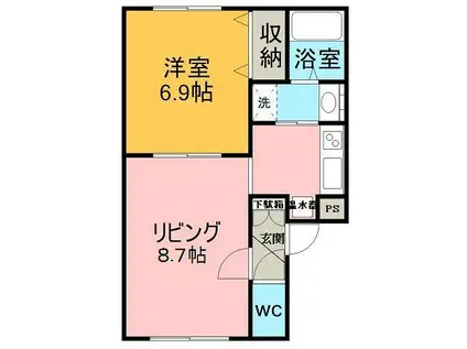 リバティセントラルシティ(1LDK/1階)の間取り写真