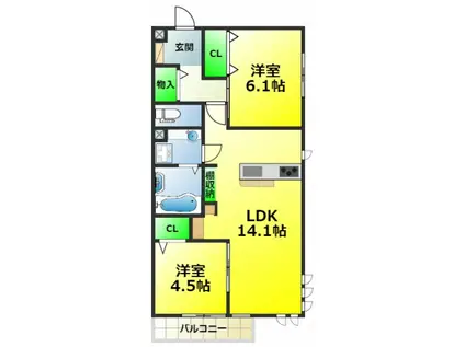 BRENZA OMINO(2LDK/2階)の間取り写真