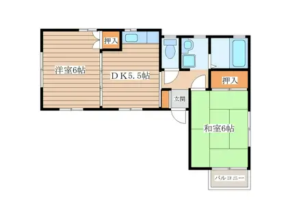 フラワーハイツ(2DK/1階)の間取り写真