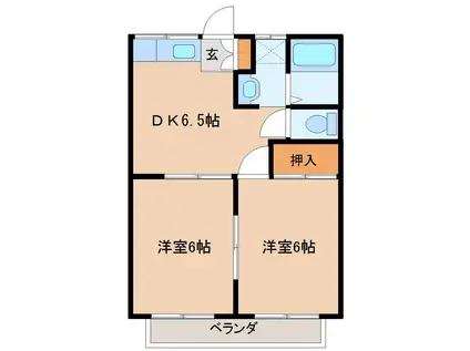 スターハイム(2DK/2階)の間取り写真