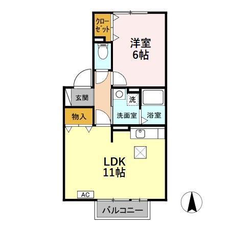 ルーチェヴォーン(1LDK/1階)の間取り写真