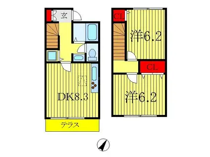 ハレルアナ(2DK/1階)の間取り写真