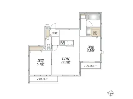 滝野川1丁目メゾン(2LDK/4階)の間取り写真