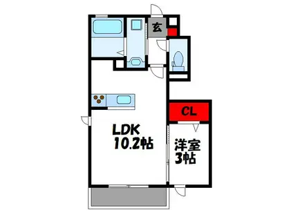 オリカン舞の里A棟(1LDK/1階)の間取り写真