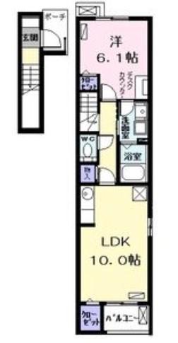 バーベナ(1LDK/2階)の間取り写真