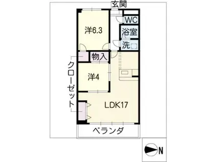 グランドステージ桜ヶ丘(2LDK/3階)の間取り写真