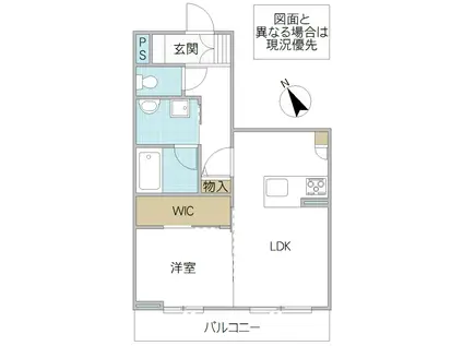 グラント柵町(1LDK/1階)の間取り写真