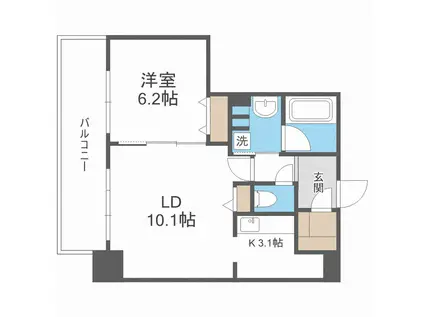 クロスレジデンス大阪新町(1LDK/12階)の間取り写真