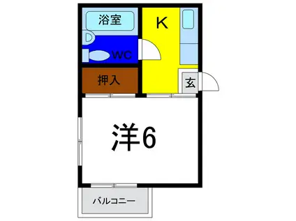 トレゾール中央通(1K/2階)の間取り写真
