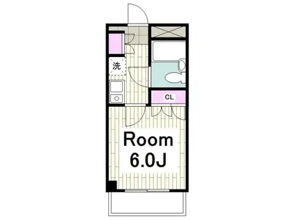 ヒルサイドフラッツIII(1K/2階)の間取り写真