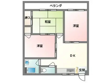 パームハイツ(3LDK/3階)の間取り写真