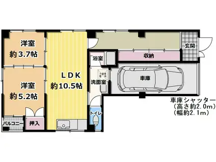 上林マンション(2LDK/1階)の間取り写真