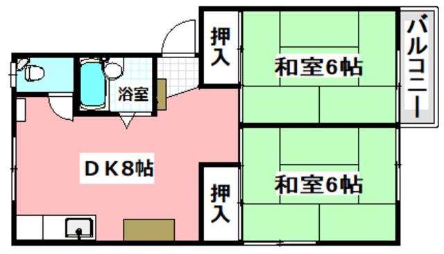 光荘(2DK/2階)の間取り写真