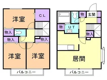 コンフォート浜田C(3LDK/1階)の間取り写真