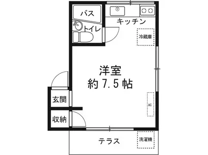 コーポインペリア(1K/2階)の間取り写真