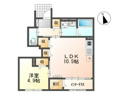 フォルモーサヒルズ(1LDK/1階)の間取り写真