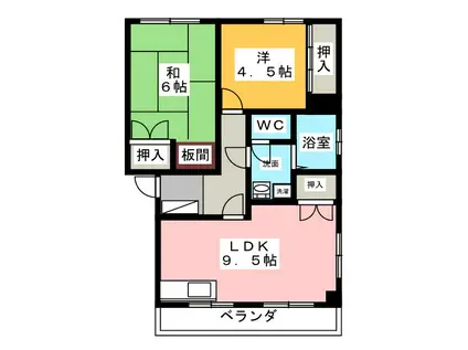 サニーコートS(2LDK/1階)の間取り写真