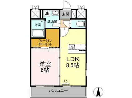 ティアレ高坂(1LDK/3階)の間取り写真