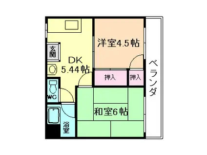 マンション仁(2DK/2階)の間取り写真