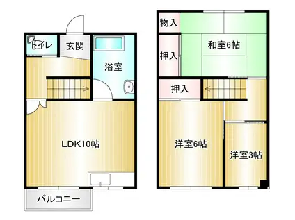 明舞第6団地(3LDK/2階)の間取り写真
